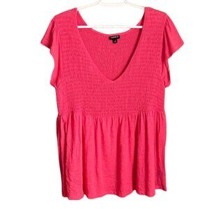 Torrid size 1 Equivalent to 1X  Short Sleeves V-Neck Pink